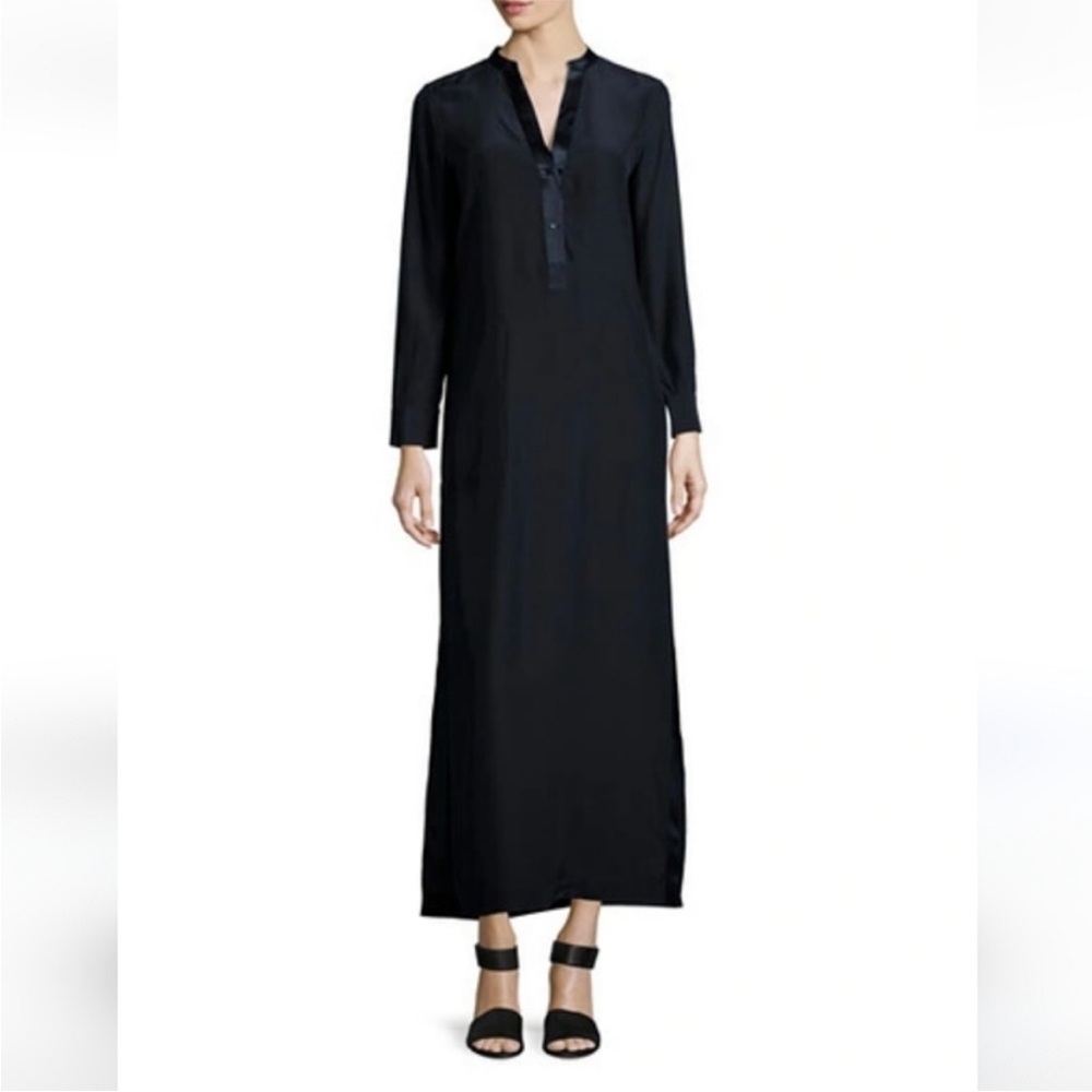 Vince Midnight Navy Silk Maxi Shirtdress Size 4